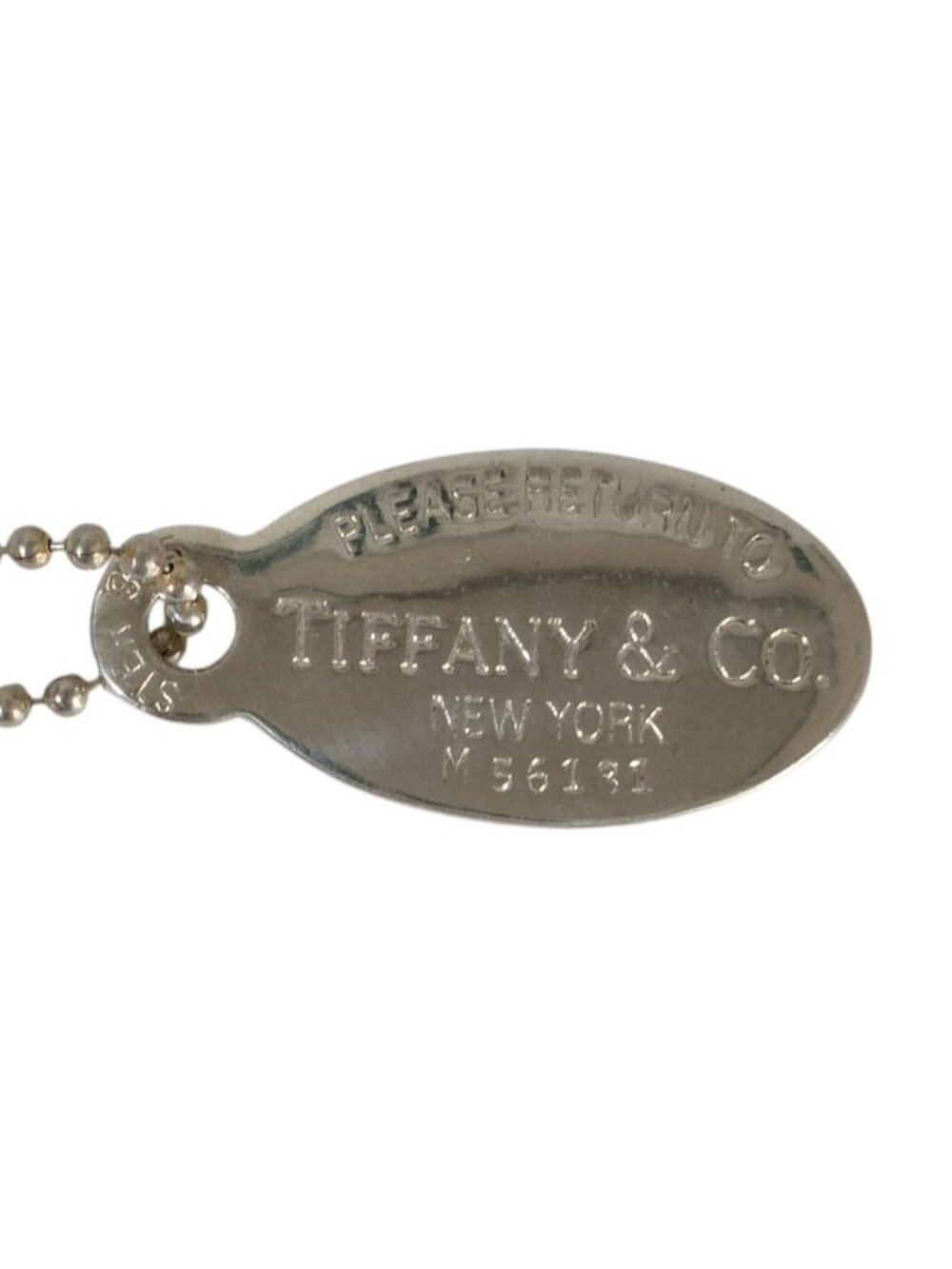 Tiffany & Co Return to Tiffany Oval Tag Ball Chain Long Necklace 925 Sterling
